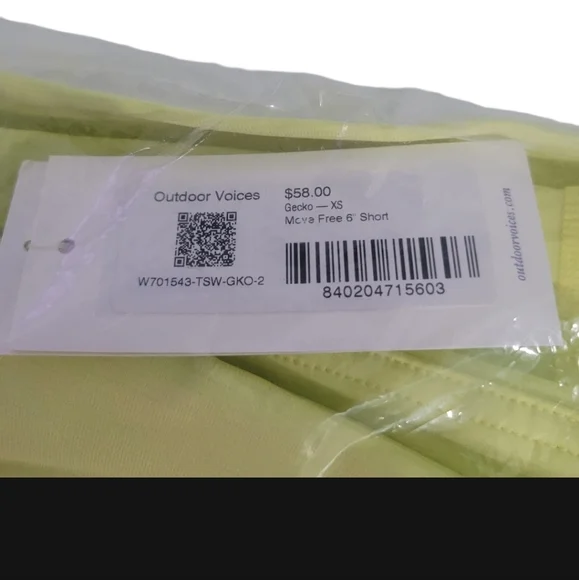 NWT  Outdoor Voices  Move Free  6" Biker Shorts    XS   Yellow - Picture 6 of 6